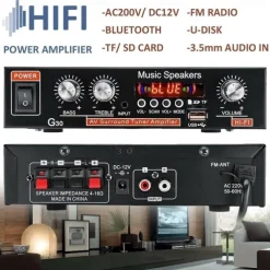 Big promo 800W Car Home 220V/110V 12V Bluetooth 4.0 High Performance 2 Channels TF/U Disk/Remote Control/Power Amplifier FM Radio Auto Power Amplifier