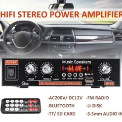 Big promo 800W Car Home 220V/110V 12V Bluetooth 4.0 High Performance 2 Channels TF/U Disk/Remote Control/Power Amplifier FM Radio Auto Power Amplifier