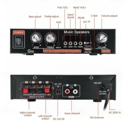 Big promo 800W Car Home 220V/110V 12V Bluetooth 4.0 High Performance 2 Channels TF/U Disk/Remote Control/Power Amplifier FM Radio Auto Power Amplifier