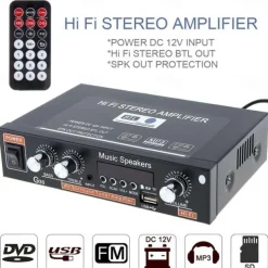 Big promo 800W Car Home 220V/110V 12V Bluetooth 4.0 High Performance 2 Channels TF/U Disk/Remote Control/Power Amplifier FM Radio Auto Power Amplifier