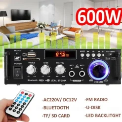 Big Promo!600W 12V/ 220V 2CH Remote Control HIFI Audio Stereo Power Amplifier Bluetooth FM Radio Car Home