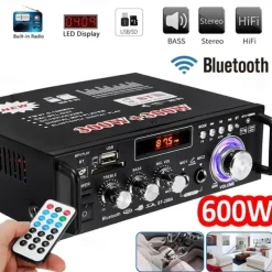 Big Promo!600W 12V/ 220V 2CH Remote Control HIFI Audio Stereo Power Amplifier Bluetooth FM Radio Car Home
