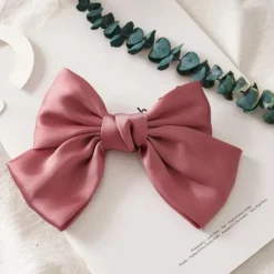 Big Satin Layered Hair Bows for Women Girls 7 Inch Pink Blue Barrette Hair Clip Large Ribbon Bows Style Hair Accessories