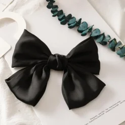 Big Satin Layered Hair Bows for Women Girls 7 Inch Pink Blue Barrette Hair Clip Large Ribbon Bows Style Hair Accessories