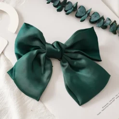 Big Satin Layered Hair Bows for Women Girls 7 Inch Pink Blue Barrette Hair Clip Large Ribbon Bows Style Hair Accessories