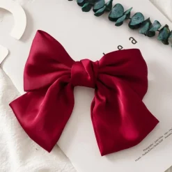 Big Satin Layered Hair Bows for Women Girls 7 Inch Pink Blue Barrette Hair Clip Large Ribbon Bows Style Hair Accessories