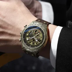 BINBOND A275 Men's Watches Retro Luxury Bronze Automatic Mechanical Watch Fashion Sports Mens Wristwatches