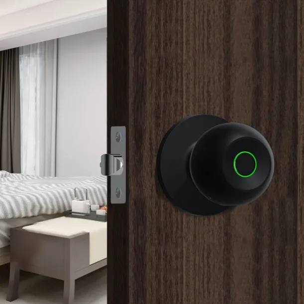 Biometric Smart Door Knob with Tuya App Control Secure Fingerprint Lock for Bedroom Cloakroom Apartments Offices