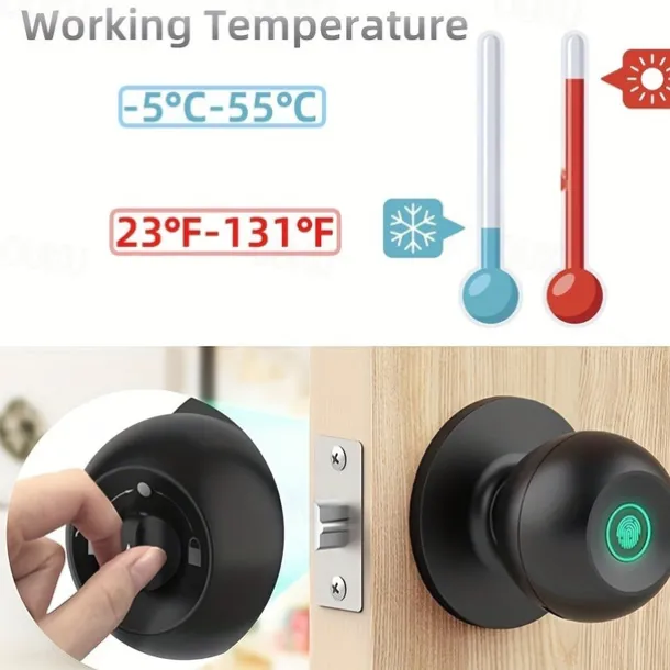 Biometric Smart Door Knob with Tuya App Control Secure Fingerprint Lock for Bedroom Cloakroom Apartments Offices