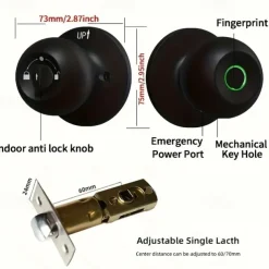 Biometric Smart Door Knob with Tuya App Control Secure Fingerprint Lock for Bedroom Cloakroom Apartments Offices