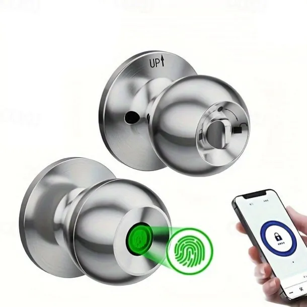 Biometric Smart Door Knob with Tuya App Control Secure Fingerprint Lock for Bedroom Cloakroom Apartments Offices