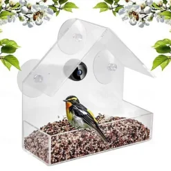 Bird Feeder with Camera, Bird Watching Camera HD 1080P Night-Version Video Camera, WiFi Hotspot Remote Connection with Mobile Phone for Outdoor Bird Watching, Capture Photos