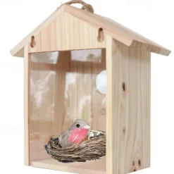 Bird House with Strong Suction Cups and lanyards for Outdoor use - See-Through Environmentally Friendly Wooden Bird nestBird Nest Transparent Design for Easy Observation