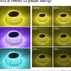 Bird's Nest Crystal Table Lamp Night Light Ambient Light 16 Color RGB Dimmable Touch Remote Control Light 1200mAh Rechargeable Decor Desk Lamp Acrylic Modern Style Romantic Bedside Lamp
