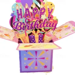 Birthday Party Happy Birthday 3D Multicolor Greeting Card - Perfect for Birthday Wishes