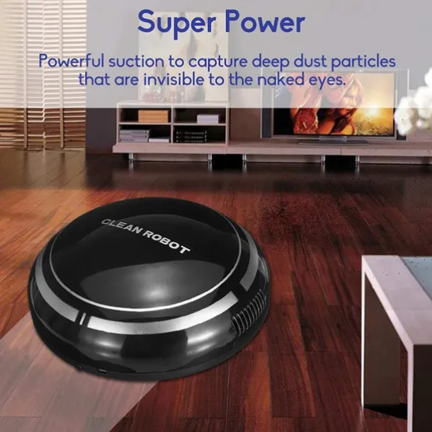 Black Automatic Rechargeable Smart Robot Vacuum Cleaner Suction Sweeping Robot