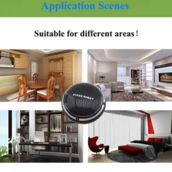 Black Automatic Rechargeable Smart Robot Vacuum Cleaner Suction Sweeping Robot