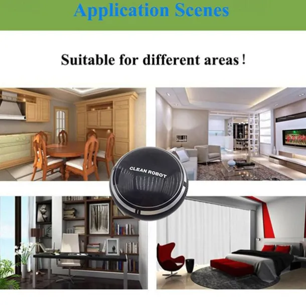 Black Automatic Rechargeable Smart Robot Vacuum Cleaner Suction Sweeping Robot