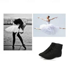 Black High-Top Lace-Up Dance Shoes for Professionals – Comfortable, Flexible Sole for Ballet, Jazz, and Stage Performance