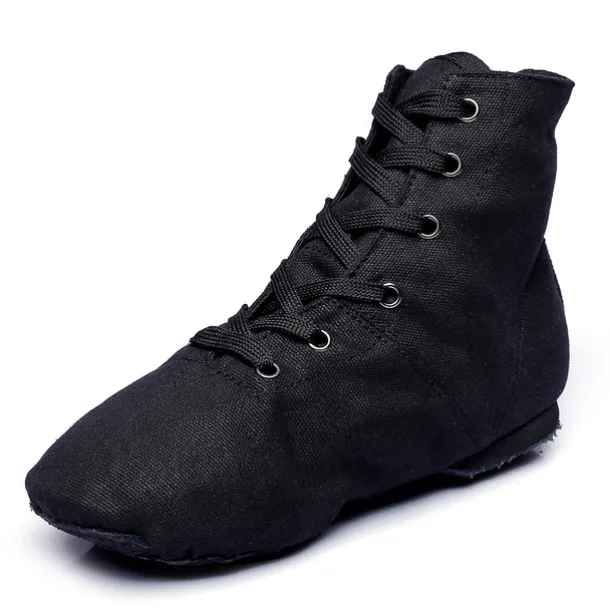 Black High-Top Lace-Up Dance Shoes for Professionals – Comfortable, Flexible Sole for Ballet, Jazz, and Stage Performance
