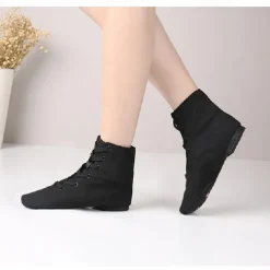 Black High-Top Lace-Up Dance Shoes for Professionals – Comfortable, Flexible Sole for Ballet, Jazz, and Stage Performance