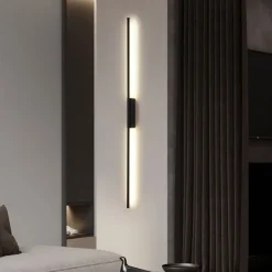Black LED Wall Light Modern Metal Linear Wall Mounted Lamp Indoor Led Wall Sconce Lighting Long Strip Design Indoor Wall Lamp for Living Room Bedroom Porch Hallway Bathroom Bedside