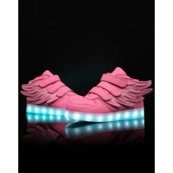 Black LED Wing Sneakers for Kids – Light-Up Velcro Shoes for Festivals & Night Events