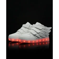 Black LED Wing Sneakers for Kids – Light-Up Velcro Shoes for Festivals & Night Events