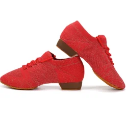 Black Mesh Lace-Up Jazz Dance Shoes for Women with Suede Sole – Breathable and Lightweight Performance Footwear