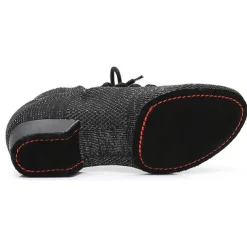 Black Mesh Lace-Up Jazz Dance Shoes for Women with Suede Sole – Breathable and Lightweight Performance Footwear