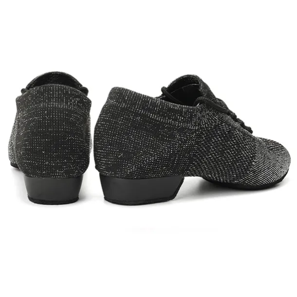 Black Mesh Lace-Up Jazz Dance Shoes for Women with Suede Sole – Breathable and Lightweight Performance Footwear