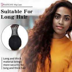 Black Mesh Wig Caps for Long Hair 2 Pack