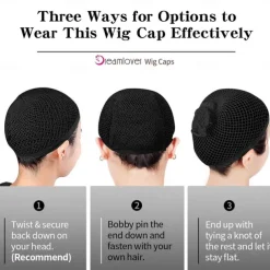 Black Mesh Wig Caps for Long Hair 2 Pack