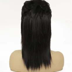 Black Mullet Wigs for Women Curly Shoulder Length Fluffy Hair 70s 80s Rocker Party Cosplay Synthetic Wigs (Black) Halloween Wigs