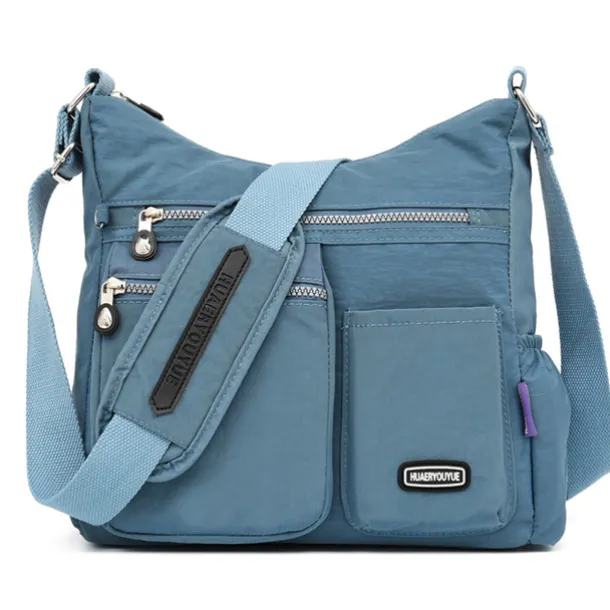 Black Nylon Crossbody Bag for Women – Lightweight Travel Shoulder Bag with Multiple Zipper Pockets