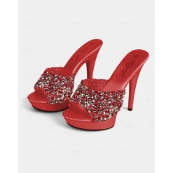 Black Rhinestone Platform Mules – Women's Sexy High Heel Slip-On Sandals for Party & Clubwear