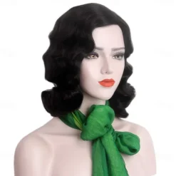 Black 20s Wig for Women Long Finger Wave Party Wig Synthetic Full Vintage Wigs for Womens Lady Cosplay Costume Fancy Dress 1920s Flapper Wig Halloween Wigs