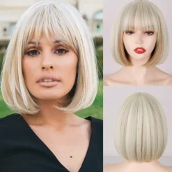 Black Short Bob WigStraight Black Bob Wig with bangs 10 inch Straight Bob Bangs Wig for Women Natural Looking for Daily Use Halloween Wigs