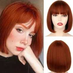 Black Short Bob WigStraight Black Bob Wig with bangs 10 inch Straight Bob Bangs Wig for Women Natural Looking for Daily Use Halloween Wigs