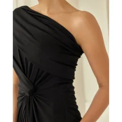 Black Sleeveless Ruched Twist Elegant Party/Evening/Wedding Guest Hem Maxi Dress dress to impress 2024