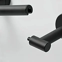 Black Toilet Paper Holder Bathroom Flexible Pivoting Tissue Handle on Wall Mounted, SUS 304 Stainless Steel Adjustable TP Large Mega Roll Holder for Wooden Cabinet Classic Matte