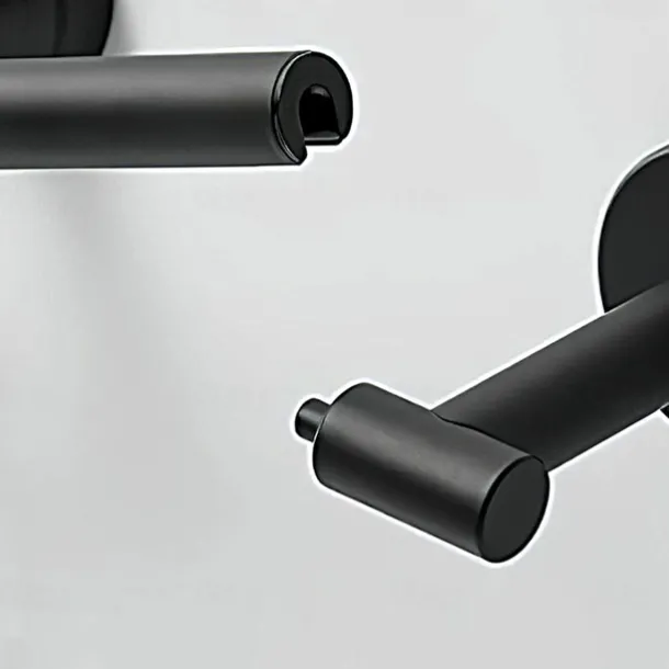 Black Toilet Paper Holder Bathroom Flexible Pivoting Tissue Handle on Wall Mounted, SUS 304 Stainless Steel Adjustable TP Large Mega Roll Holder for Wooden Cabinet Classic Matte