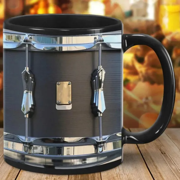 Black Vintage Drum Mug, Funny Drumming Gifts, Christmas Gift for Drummer, Drumming Coffee Cup, Drumming Dad, Drummer Brother Tumbler Gifts, Drums 11oz
