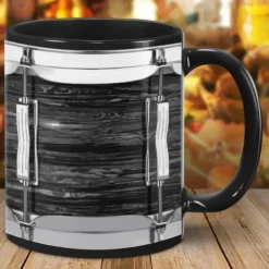 Black Vintage Drum Mug, Funny Drumming Gifts, Christmas Gift for Drummer, Drumming Coffee Cup, Drumming Dad, Drummer Brother Tumbler Gifts, Drums 11oz