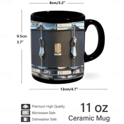 Black Vintage Drum Mug, Funny Drumming Gifts, Christmas Gift for Drummer, Drumming Coffee Cup, Drumming Dad, Drummer Brother Tumbler Gifts, Drums 11oz