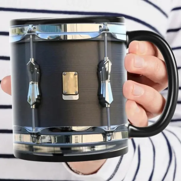 Black Vintage Drum Mug, Funny Drumming Gifts, Christmas Gift for Drummer, Drumming Coffee Cup, Drumming Dad, Drummer Brother Tumbler Gifts, Drums 11oz