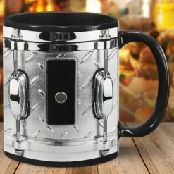 Black Vintage Drum Mug, Funny Drumming Gifts, Christmas Gift for Drummer, Drumming Coffee Cup, Drumming Dad, Drummer Brother Tumbler Gifts, Drums 11oz