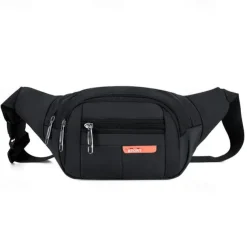 Black Waterproof Waist Bag – Multi-Pocket Fanny Pack for Travel, Hiking, Running, and Outdoor Sports