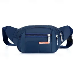 Black Waterproof Waist Bag – Multi-Pocket Fanny Pack for Travel, Hiking, Running, and Outdoor Sports