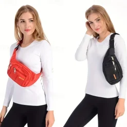 Black Waterproof Waist Bag – Multi-Pocket Fanny Pack for Travel, Hiking, Running, and Outdoor Sports